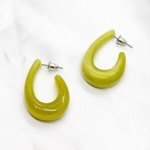 Green Acrylic Oval Hoop Earrings